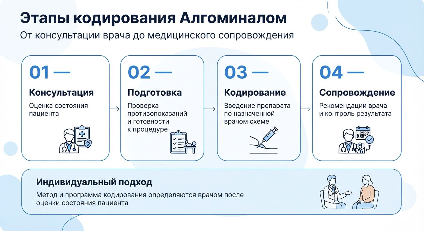 Кодирование препаратом «Алгоминал» в Оби инфографика